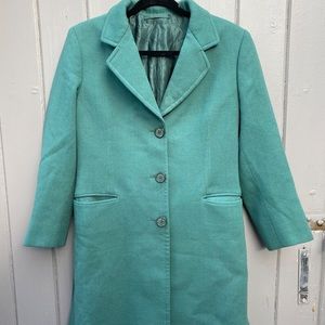 Vintage Green Crepe Car Coat Swing Coat // SIZE S